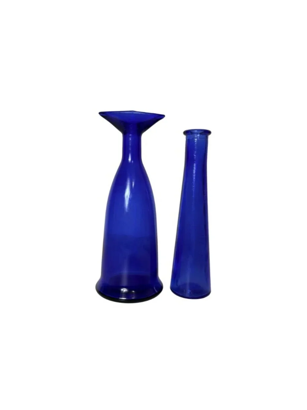 French Cobalt Blue Art Glass Bud Vases Vintage Pair MOD DEP France MCM Set of 2 - Picture 5 of 16